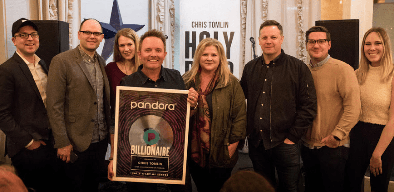 Chris Tomlin Becomes First Christian Artist to Reach Billion Streams Threshold on Pandora & Presented with Billionare Award; 1.8 Billion Lifetime Streams